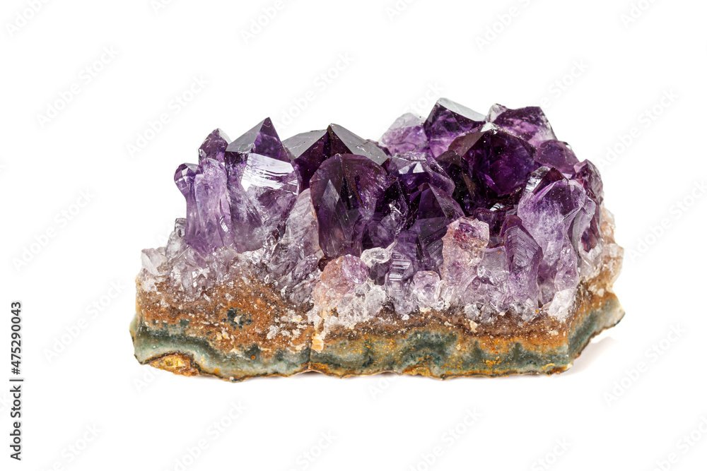 Amethyst Crystal Druse macro mineral on white background Amethyst Crystal Druse macro mineral on white background