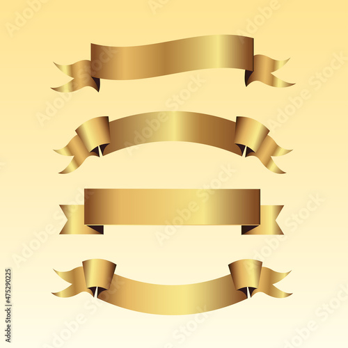Set of golden ribbons vector. 