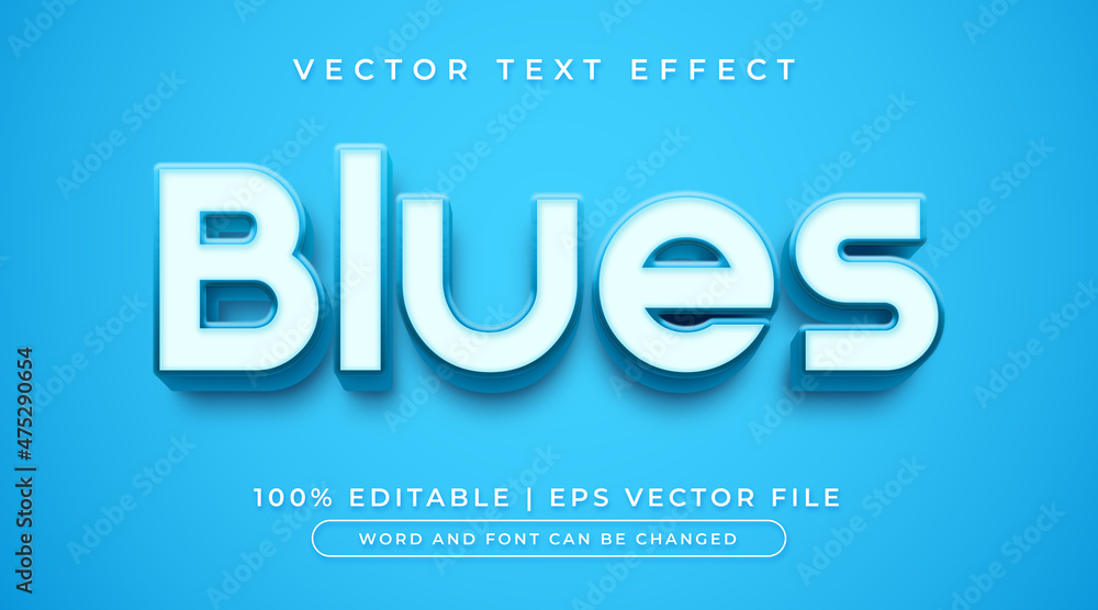 Blues text, 3d bold editable text effect style Blues text, 3d bold editable text effect style