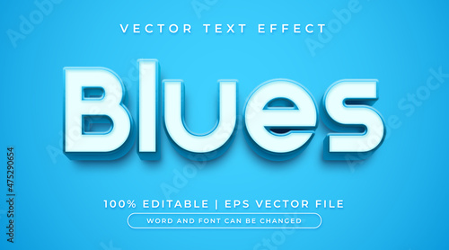 Blues text, 3d bold editable text effect style