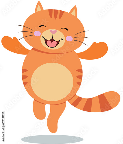 Cute cat laughing happy isolated on white