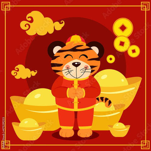 Greeting card of tiger happy chinese new year 2022