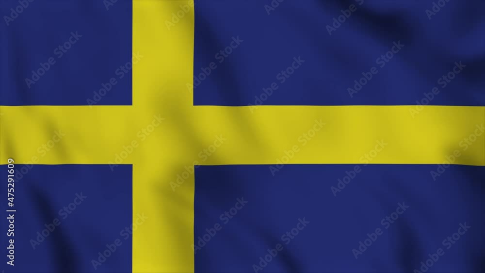 Sweden national flag close up waving slow motion video animation. Flag Blowing Close Up. Flags Motion Loop HD.