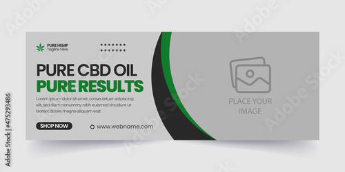 Hemp product cbd oil social media and cannabis sativa facebook cover or Facebook timeline Cover template Design

