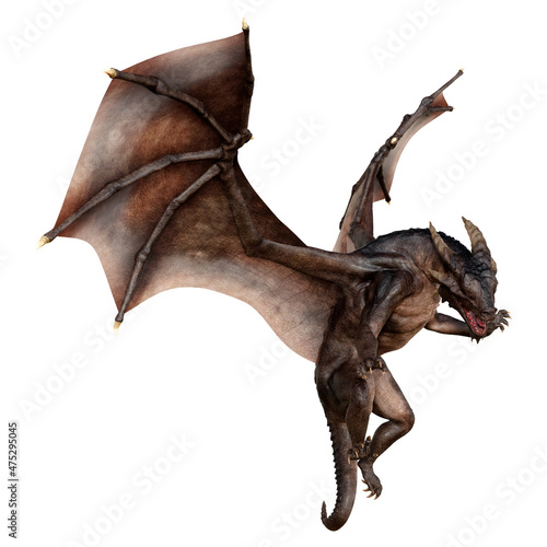 3D Rendering Fairy Tale Dragon on White