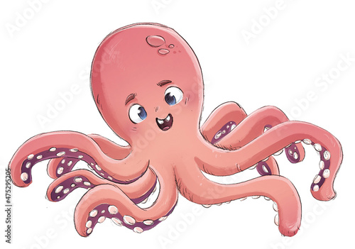 Photography Pink marine octopus illustration