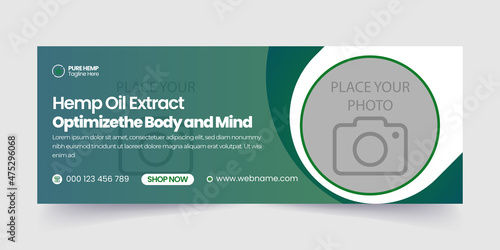 Hemp Oil Product and CBD oil  or cannabis sativa Facebook  timeline Cover template Design