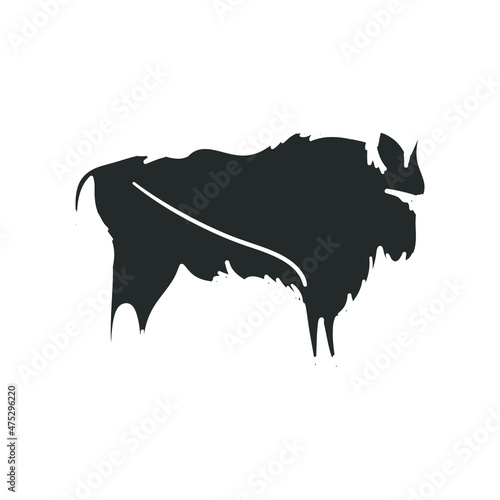 Cave Painting Icon Silhouette Illustration. Prehistory Bison Culture Vector Graphic Pictogram Symbol Clip Art. Doodle Sketch Black Sign.