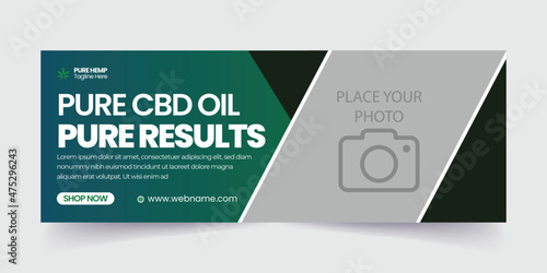 Hemp product cbd oil social media and cannabis sativa facebook cover template, 100% Editable