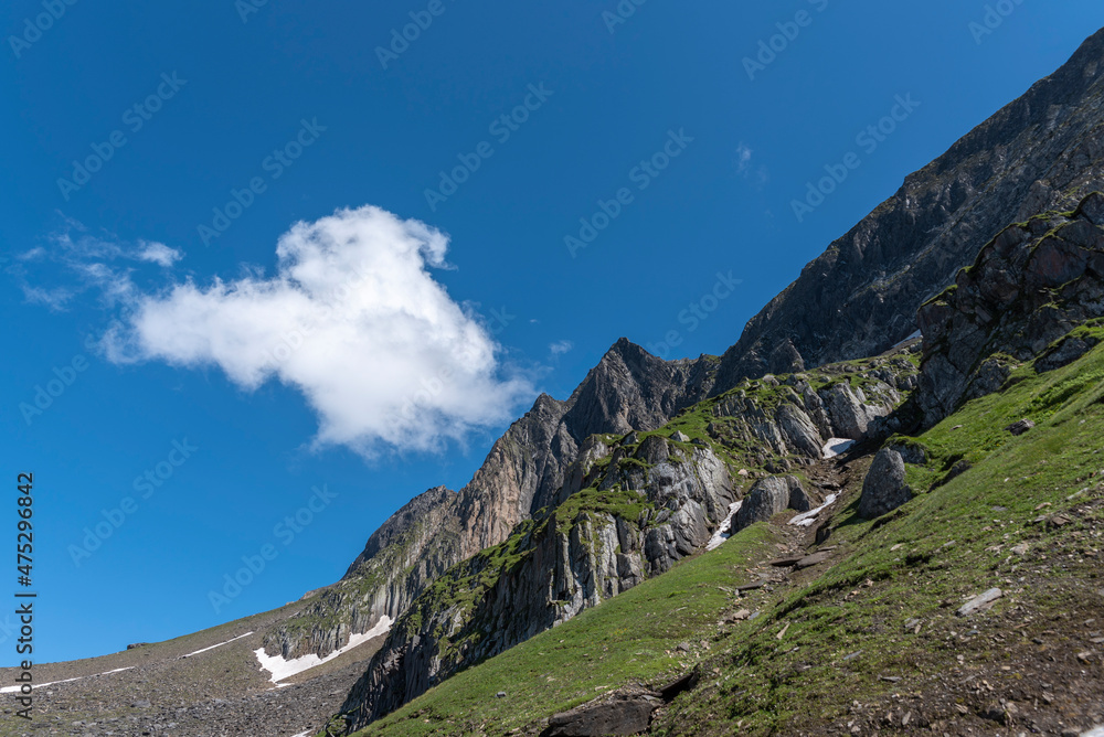 Alpine rocky landscape on the mountain Nufenenstock near Ulrichen