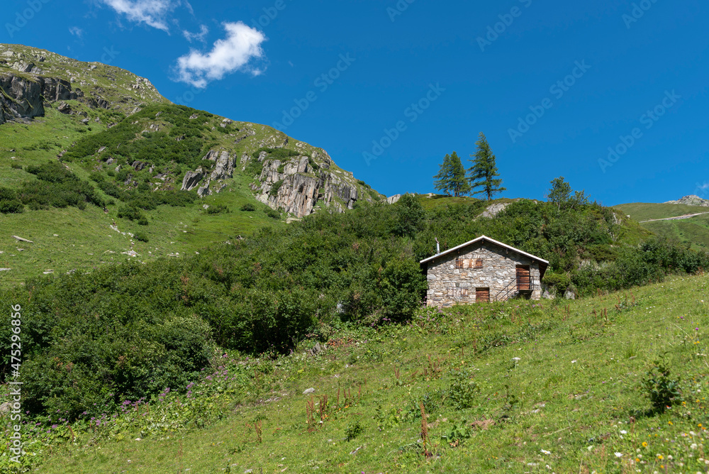 Mountain hut near the hamlet of Ladstafel below the Nufenen Pass Mountain hut near the hamlet of Ladstafel below the Nufenen Pass