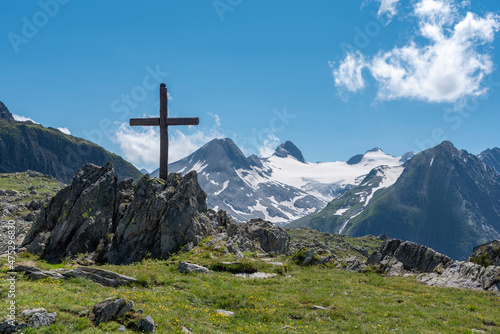 Nufenen cross by the Nufenen Pass in Valais