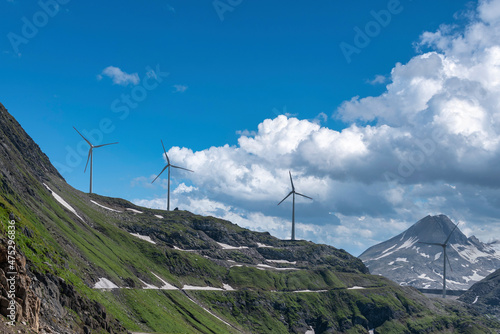 Wind turbine at Lake Griessee near the Nufenen Pass