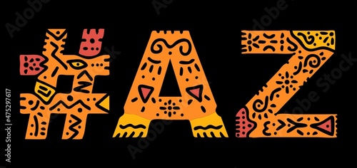AZ Hashtag. Multicolored bright isolate curves doodle letters. Hashtag #AZ is abbreviation for the US American state Arizona for social network, web resources, mobile apps.