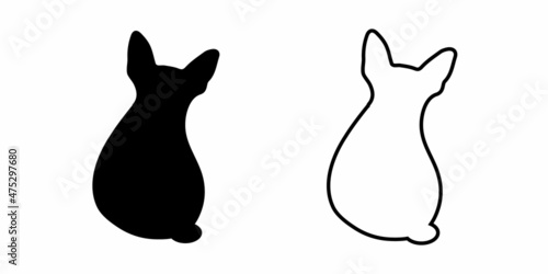 Dog silhouette vector icon. The French Bulldog sits with his back.