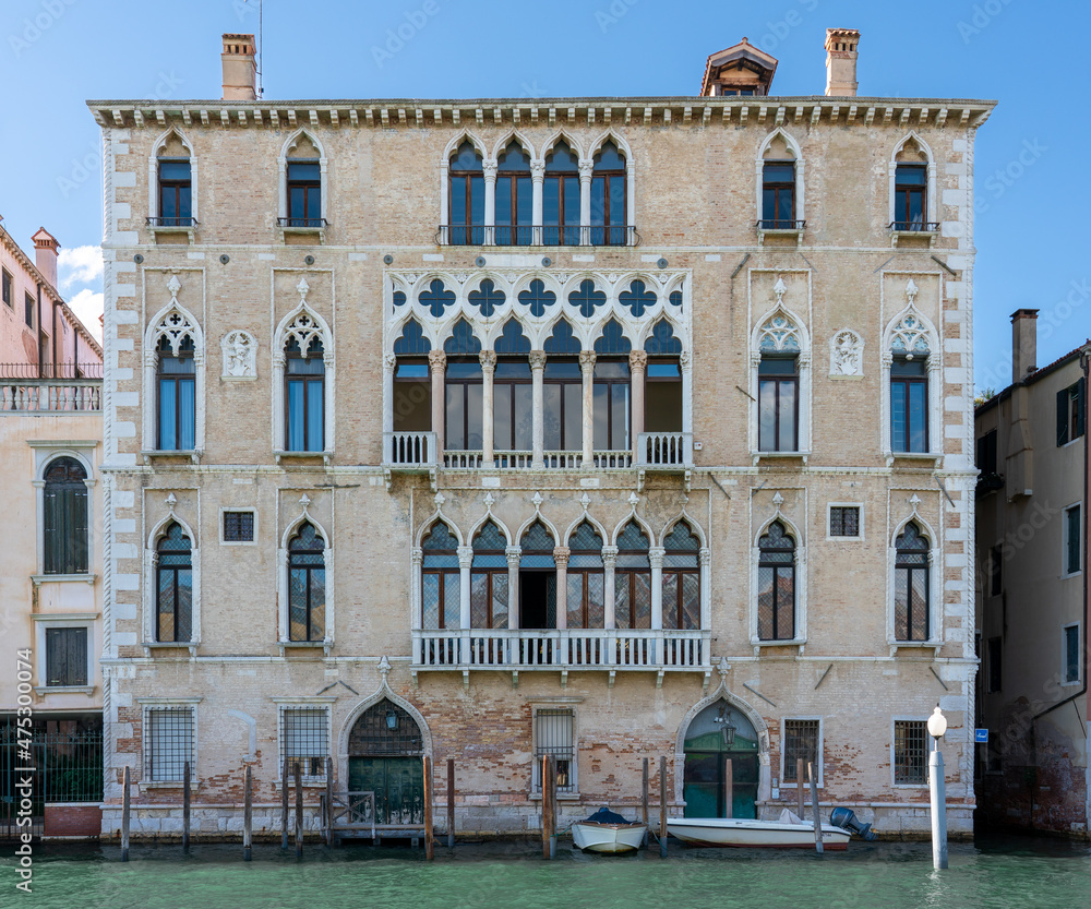 Gothic Palazzo Bernardo on Grand Canal with blue sky in high resolution