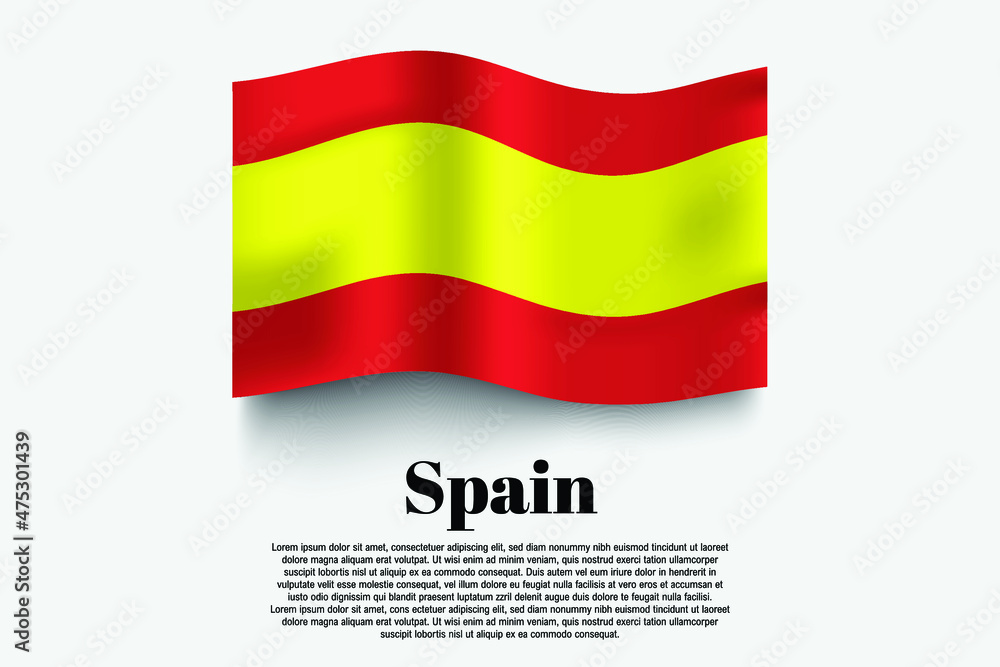 Fototapeta premium Spain flag waving form on gray background. Vector illustration.