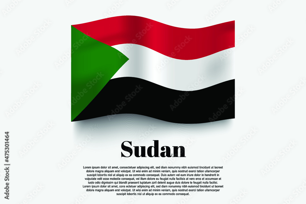 Sudan flag waving form on gray background. Vector illustration. Sudan flag waving form on gray background. Vector illustration.