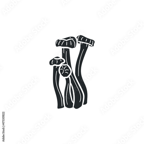 Cantharellus Lutescens Icon Silhouette Illustration. Mushroom Boletus Vector Graphic Pictogram Symbol Clip Art. Doodle Sketch Black Sign.