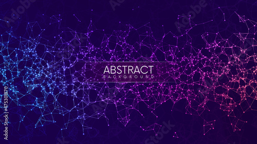 Neural network or Artificial Intelligence futuristic concept background with plexus effect. Abstract technological background with structure of connected cells and links. Vector illustration photo