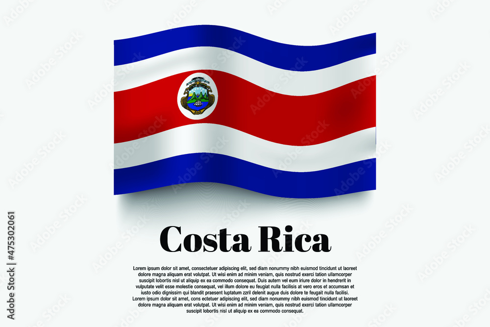 Costa Rica flag waving form on gray background. Vector illustration. Costa Rica flag waving form on gray background. Vector illustration.