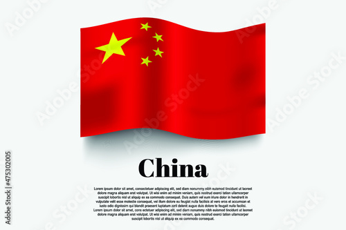 China flag waving form on gray background. Vector illustration.