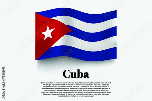 Cuba flag waving form on gray background. Vector illustration.