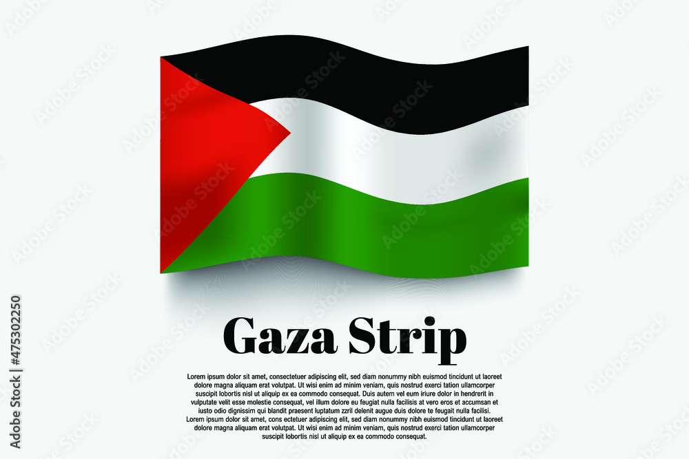Gaza Strip flag waving form on gray background. Vector illustration. Gaza Strip flag waving form on gray background. Vector illustration.