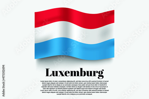 Luxemburg flag waving form on gray background. Vector illustration.