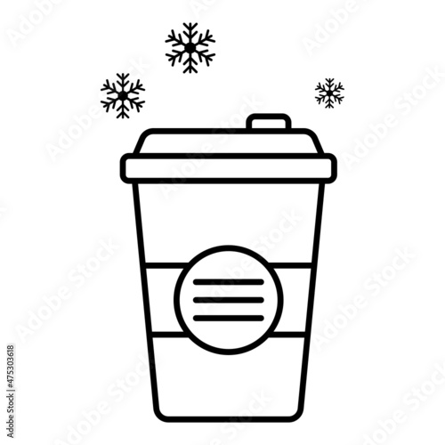 Hot Drinks Concept, Paper Based Tea Bags Vector Line Icon Design, Winter Season activities Symbol, Coldest Weather Sign, Snow and frost Stock Illustration