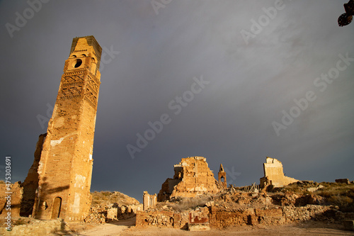 Ruins of the town of Belchite, scene of one of the symbolic battles of the Spanish Civil War, the Battle of Belchite. Zaragoza. Spain