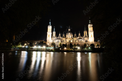 Zaragoza, Spain. View of baroque Basilica de Nuestra Senora del Pilar on sunny day