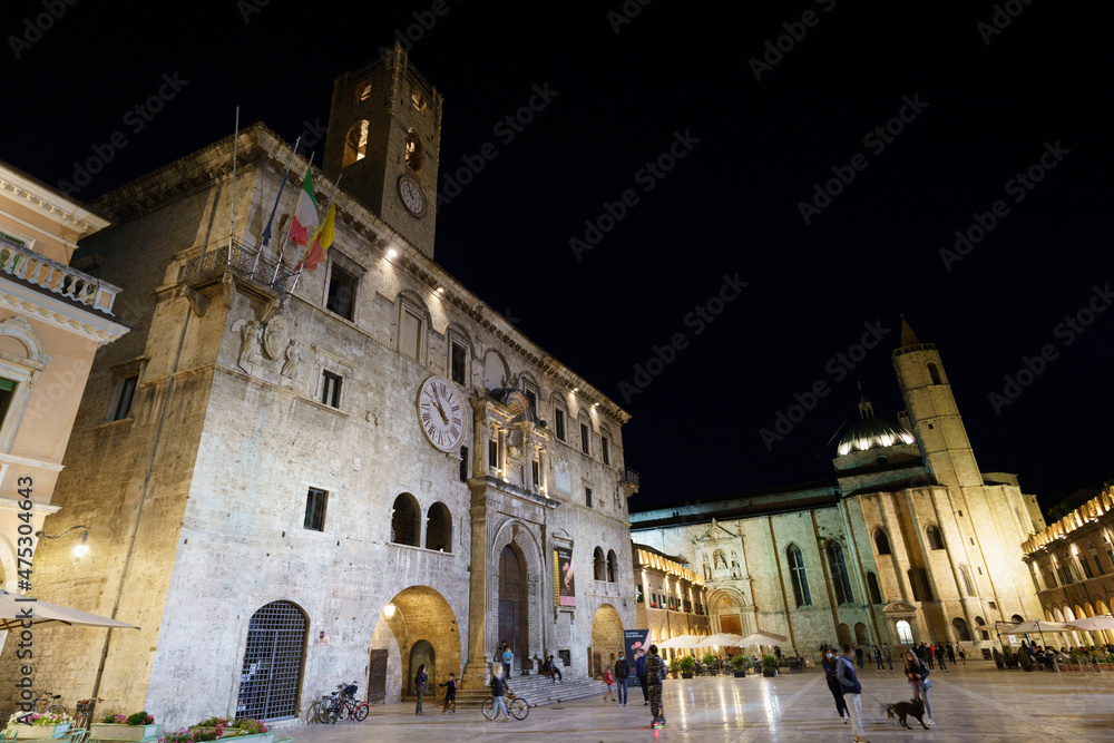 Fototapeta premium Ascoli Piceno, Marche, Italy, by night