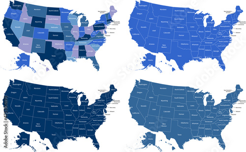 Blue USA maps. Map vector