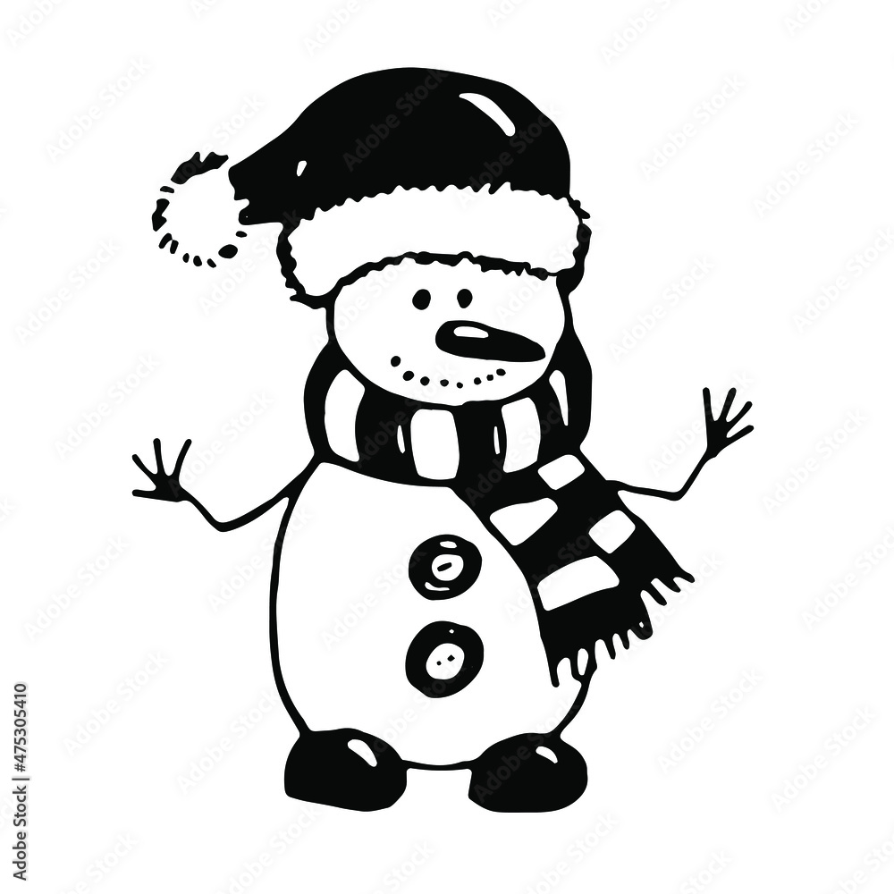 Snowmen. Vector clipart. Hand drawn Snowmen. Vector clipart. Hand drawn