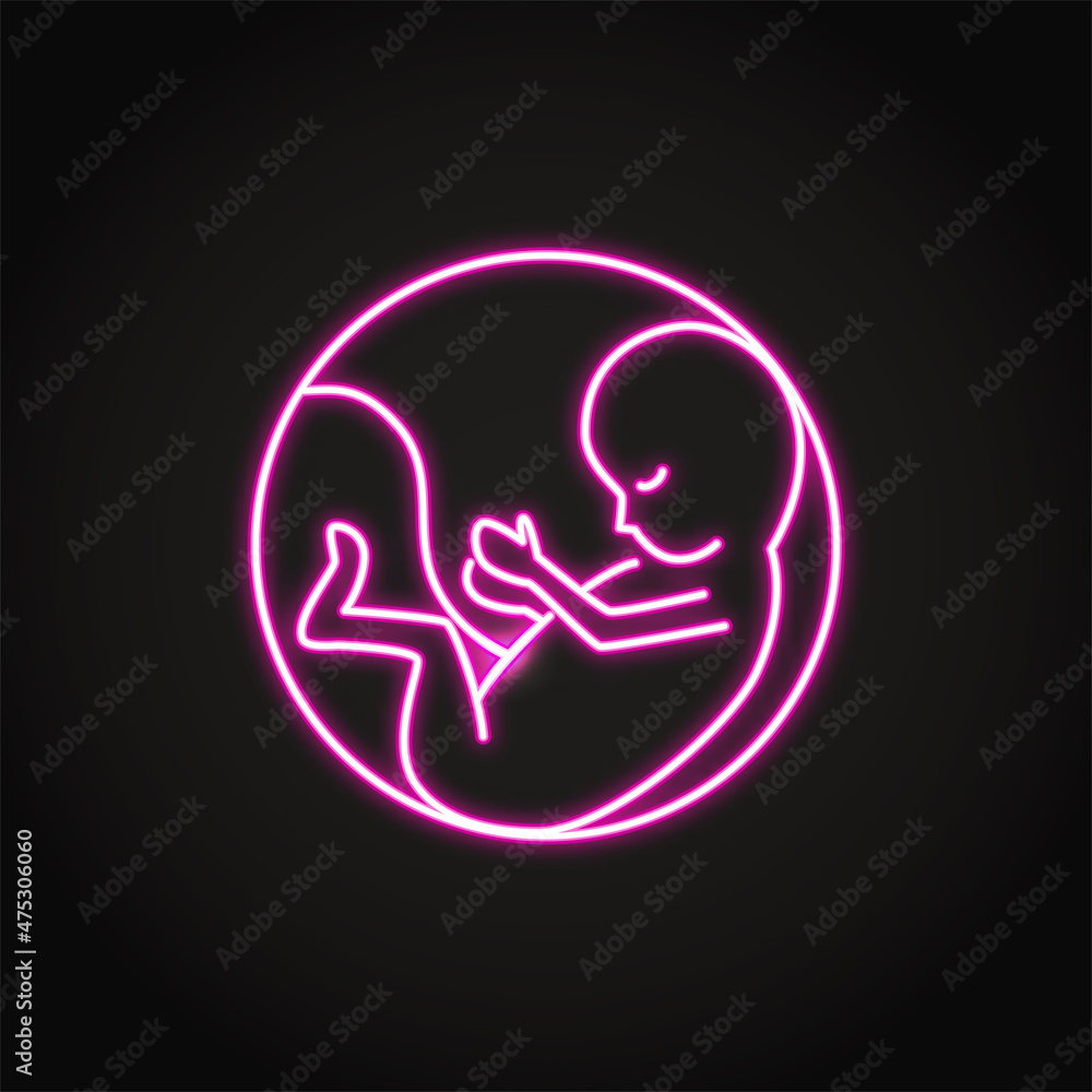Neon embryo child icon in line style Neon embryo child icon in line style