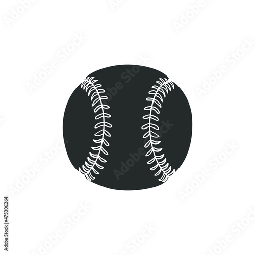 Baseball Ball Icon Silhouette Illustration. Sport Hardball Vector Graphic Pictogram Symbol Clip Art. Doodle Sketch Black Sign.