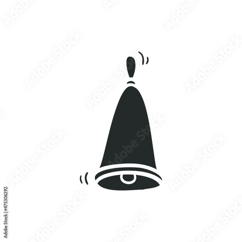 Bell Cartoon Icon Silhouette Illustration. Jingle Celebration Vector Graphic Pictogram Symbol Clip Art. Doodle Sketch Black Sign.