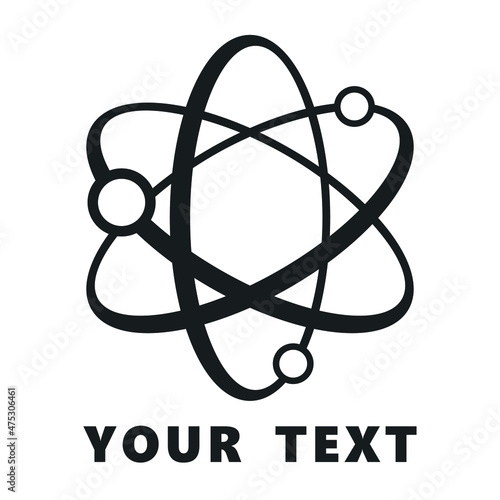 Logo for physics or chemistry. Atom and electrons. Scientific logo. Isolated on white