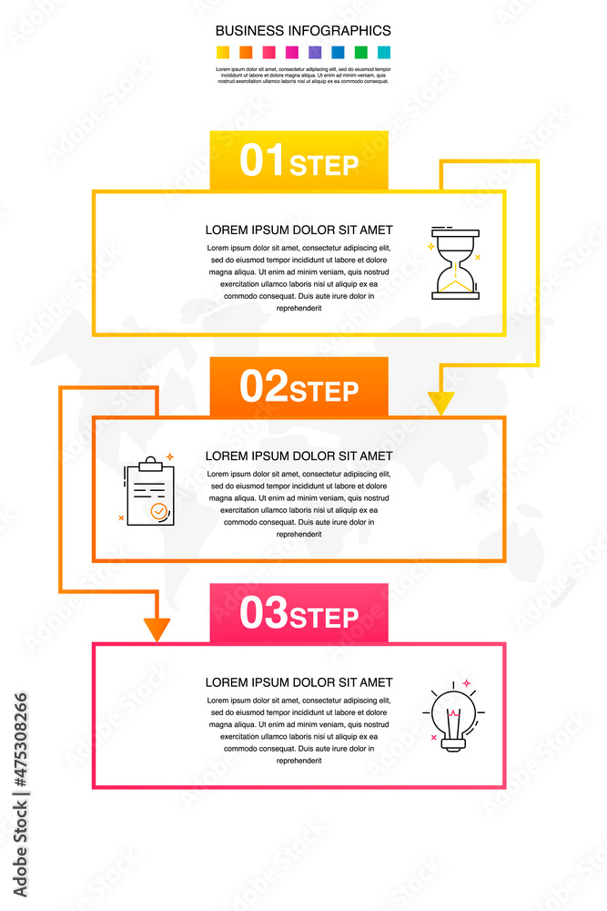 Vector infographic square label, template design. Business concept, Infograph with rectangles 3 options, step, arrow. Line infographics element for layout process diagram, parts, chart, graphic, web