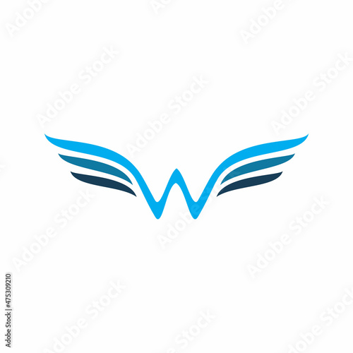initial letter w for wing logo design