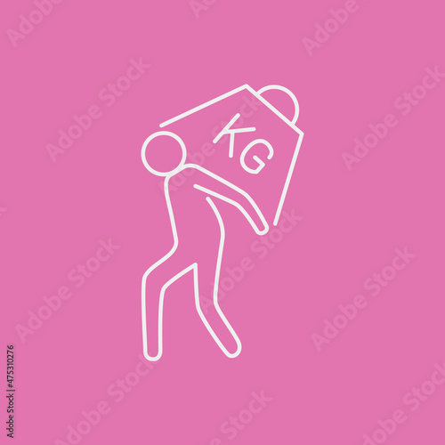 Psychological heavy load line icon concept. a person carries a load outline stroke element. Psychologist counseling. Anxiety, psychotherapy, depression. Editable stroke vector illustration
