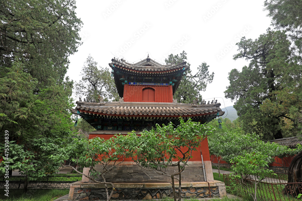 Chinese traditional bell and Drum Tower, architectural scenery, Beijing Wofo temple Chinese traditional bell and Drum Tower, architectural scenery, Beijing Wofo temple