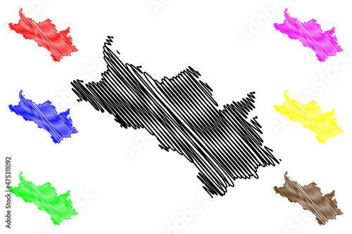 Lahaul and Spiti district (Himachal Pradesh State, Republic of India) map vector illustration, scribble sketch Lahaul and Spiti map