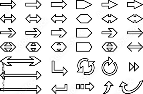 矢印バリエーションセット_黒線塗り無し