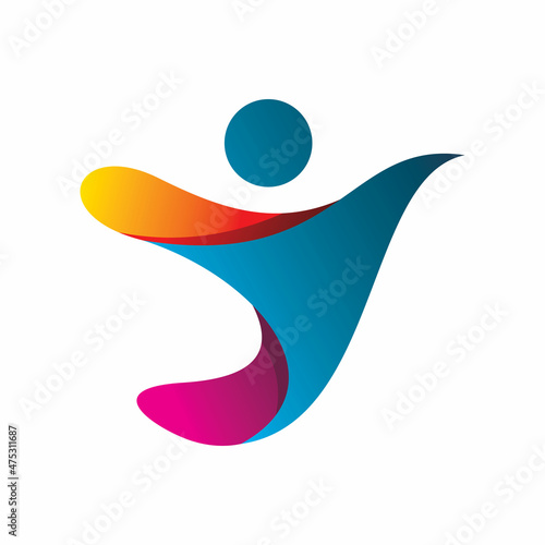 full color initial letter y people logo design