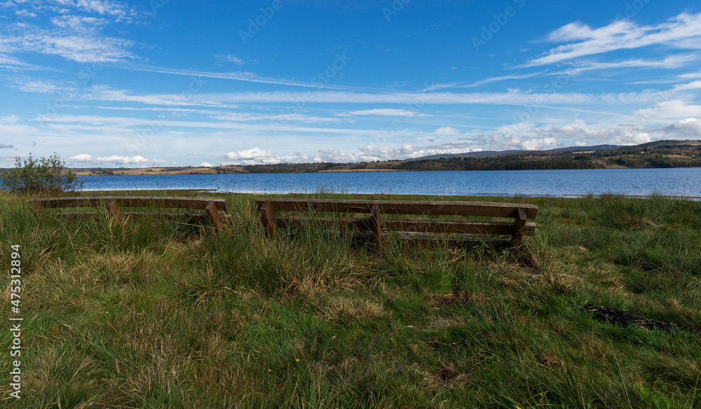 Beautiful landscape nature photography. Beautiful skies cover the mountains and meadows and lake. Panorama. 