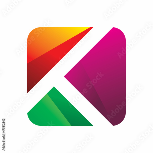 square initial letter k logo design