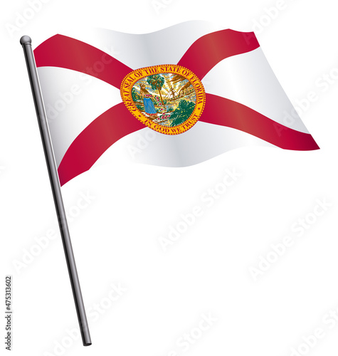 florida fl flag flying waving on flagpole
