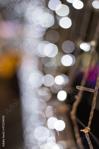 White bokeh lights for festive Christmas and New Year celebrations.